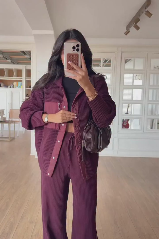 Sama Premium Knit Set - Burgundy