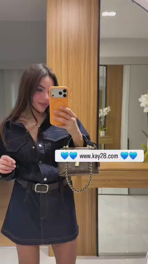 Bouje Navy Blue Denim Dress with Belt