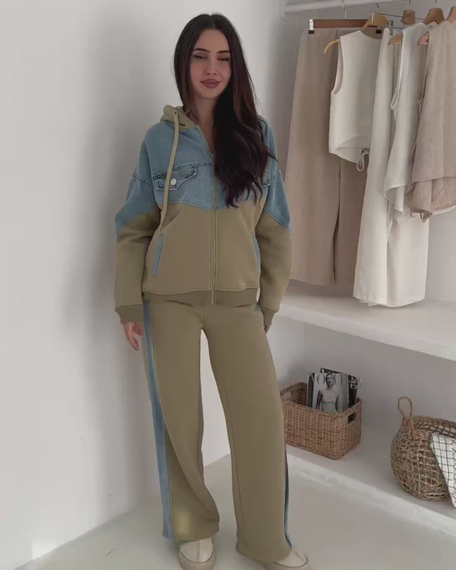 Rima Denim Tracksuit Olive Green