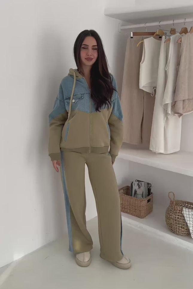 Rima Denim Tracksuit Olive Green