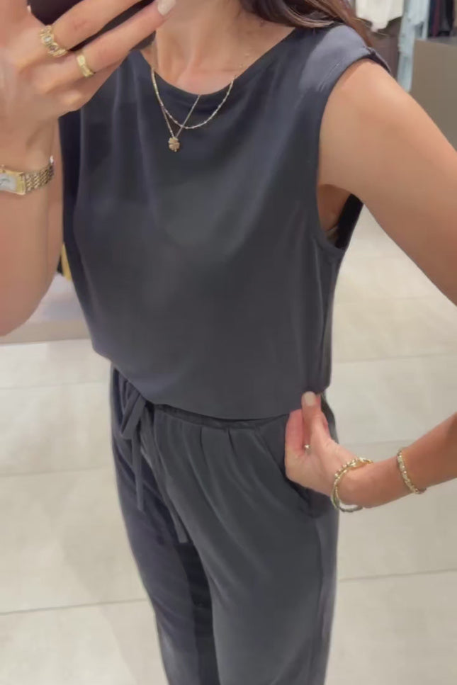 Sleeveless Modal-Fabric Blouse Trousers Two-Piece Set