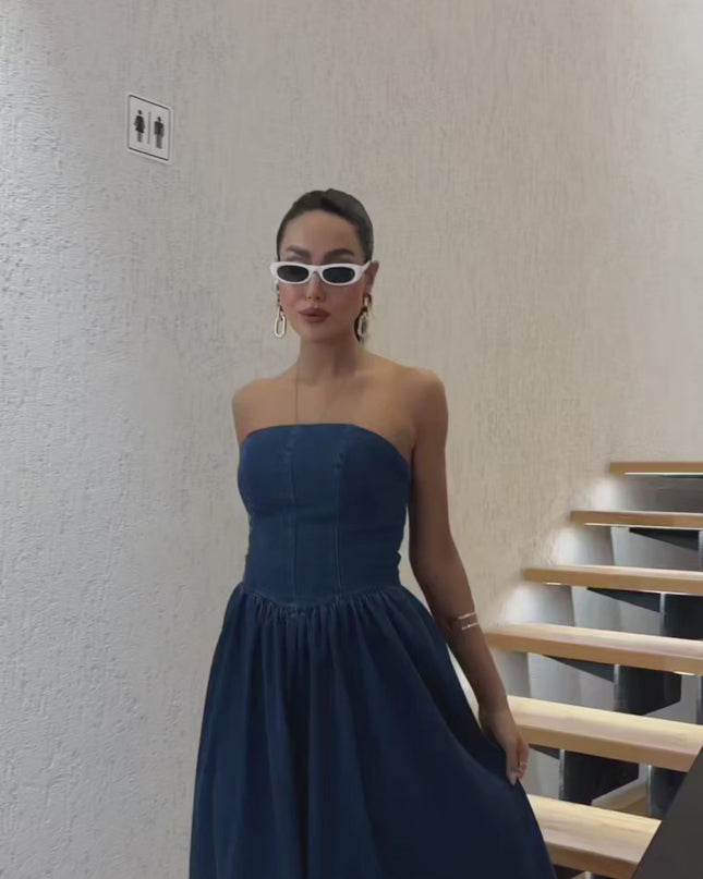 Vanessa Strapless Denim Dress