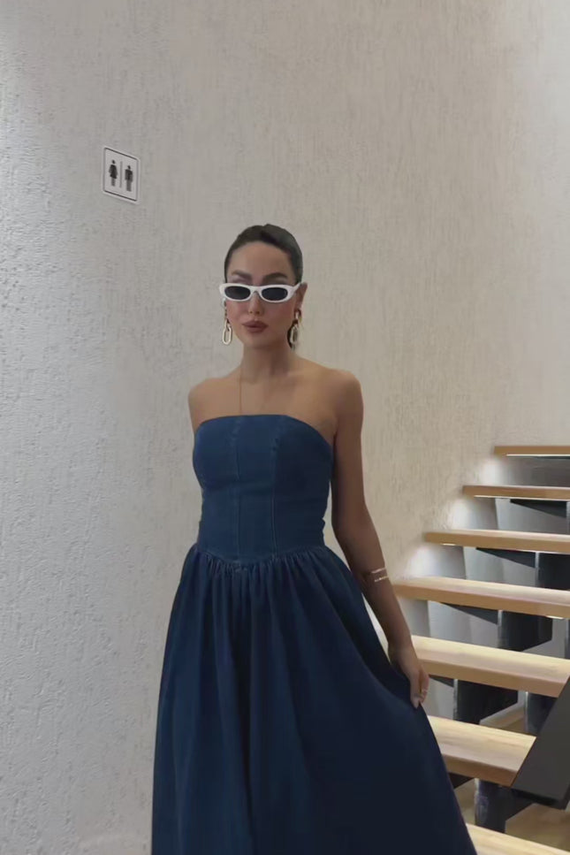 Vanessa Strapless Denim Dress