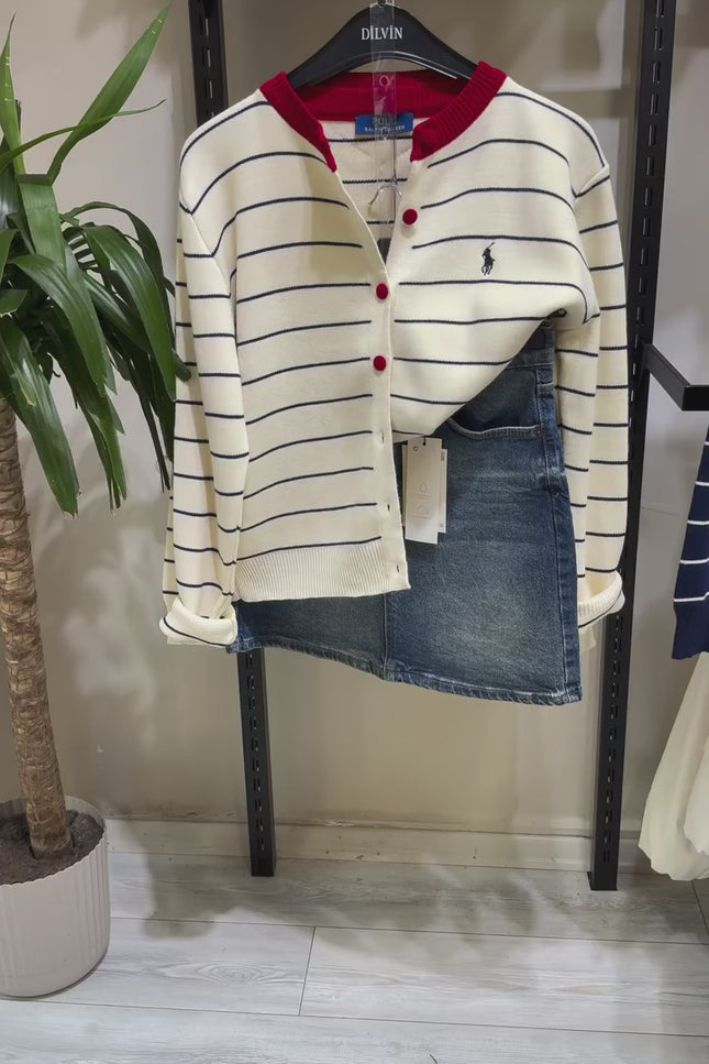 Striped knit cardigan