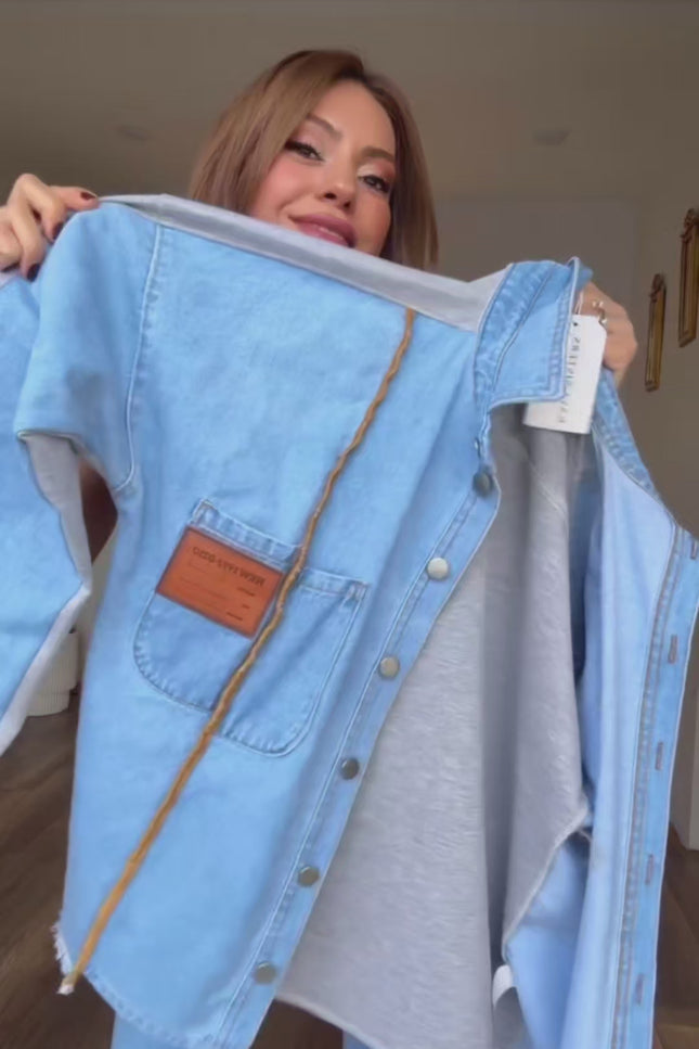Solena Denim Suit Detail at the Front