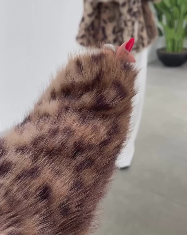 Luxurious Leopard Faux Fur Jacket