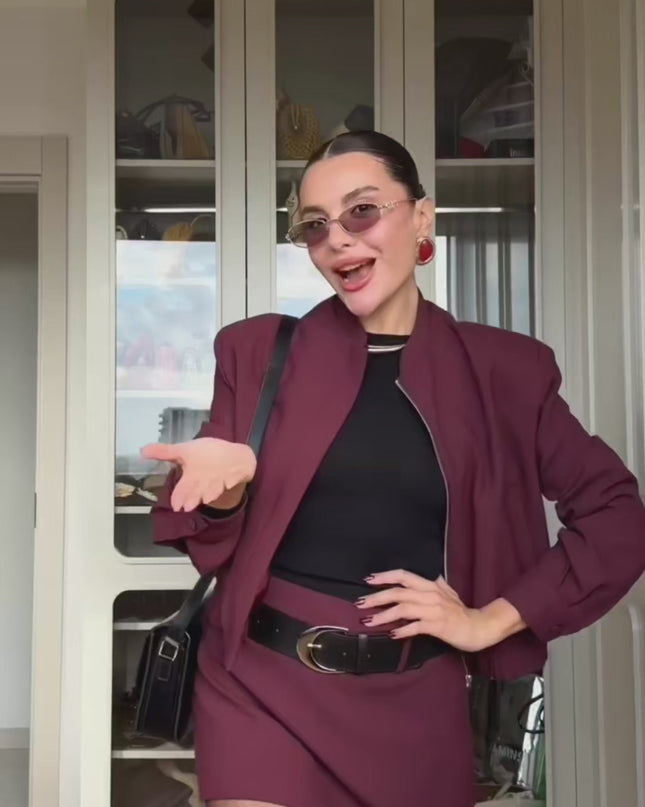 Scarlett Brown Jacket Skort Set