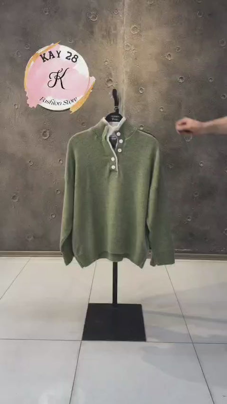 EVA Double Collar Sweater