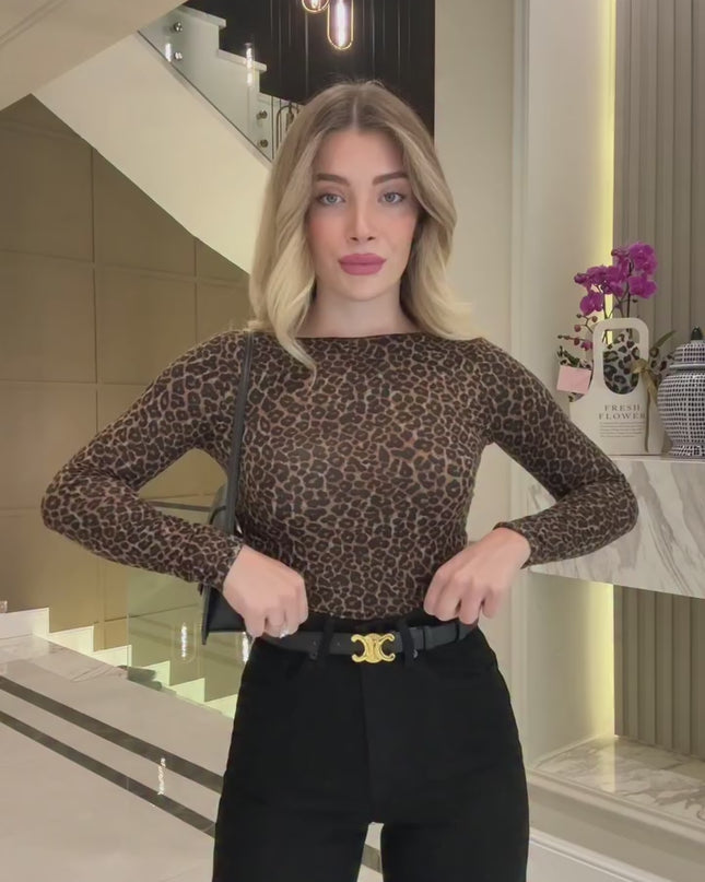 Dilvin Luxurious Leopard Print Cashmere