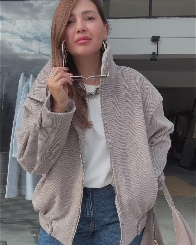 Beige Textured Cashmere Coat