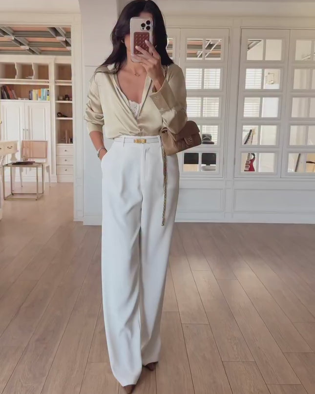 Black Buttoned Satin Shirt