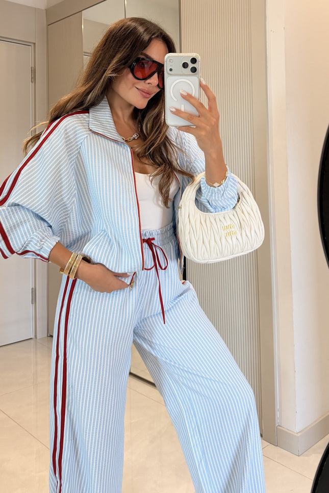 Larisa Blue Striped Twist Set