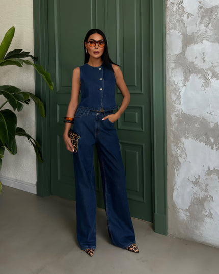 Denim Sisi Set Vest With Pants