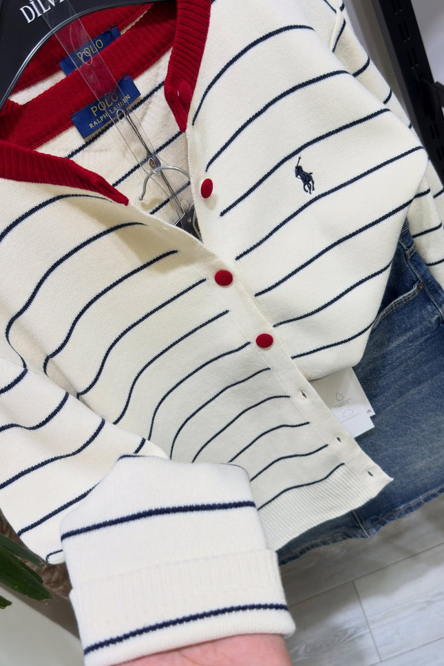 Striped knit cardigan