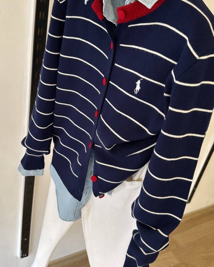 Striped knit cardigan