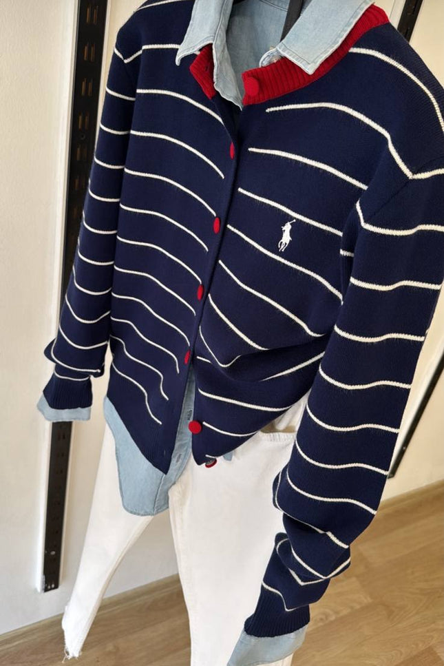 Striped knit cardigan