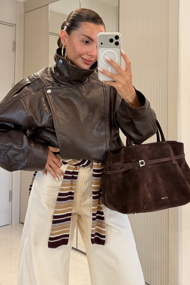 Carlota Oversize Zippered Faux-Leather Jacket