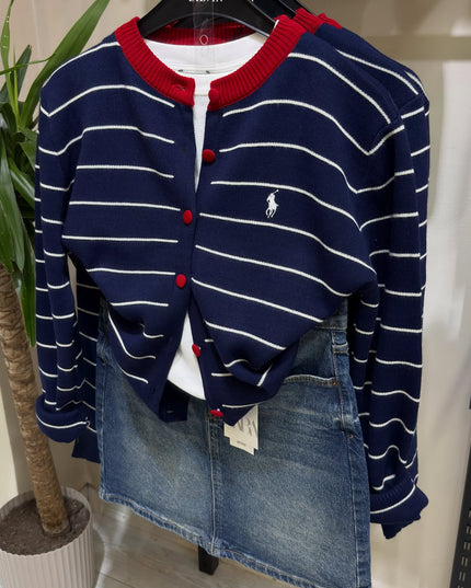 Striped knit cardigan