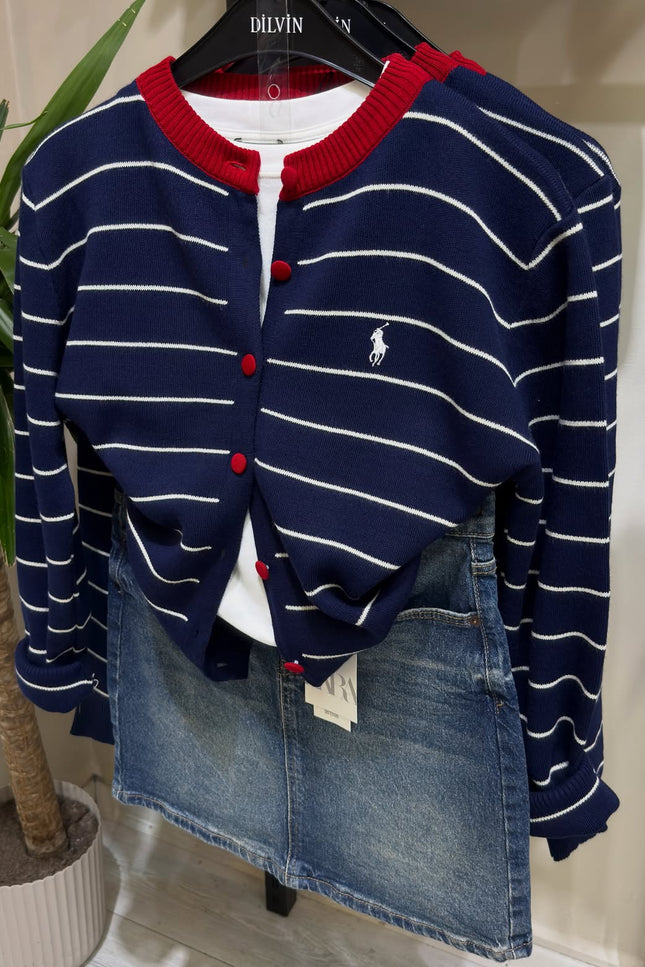 Striped knit cardigan