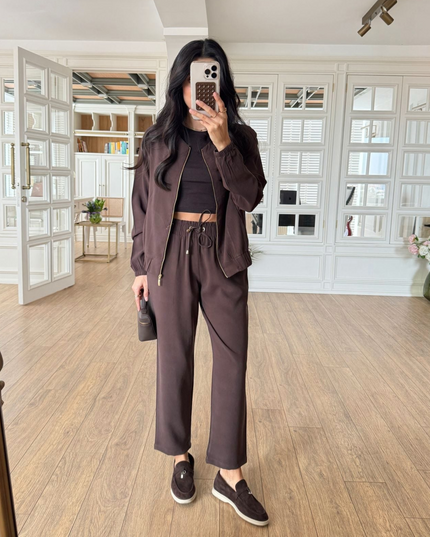 Belarus Zip-Up Sweatshirt and Tencel Pants Set