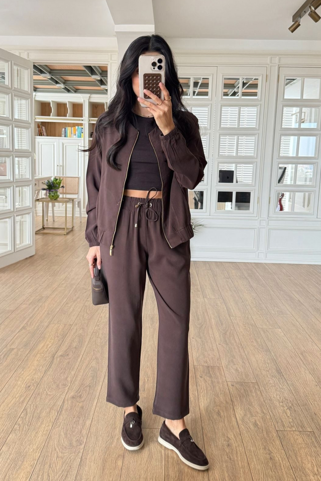 Belarus Zip-Up Sweatshirt and Tencel Pants Set