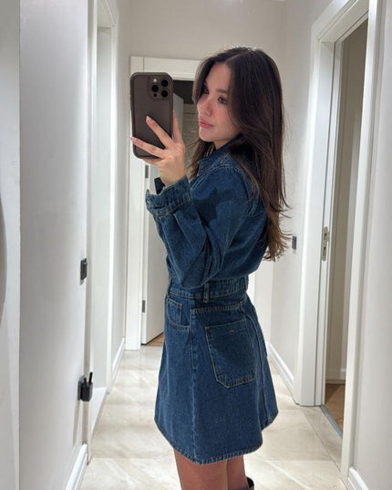 Zara Denim Dress With Button