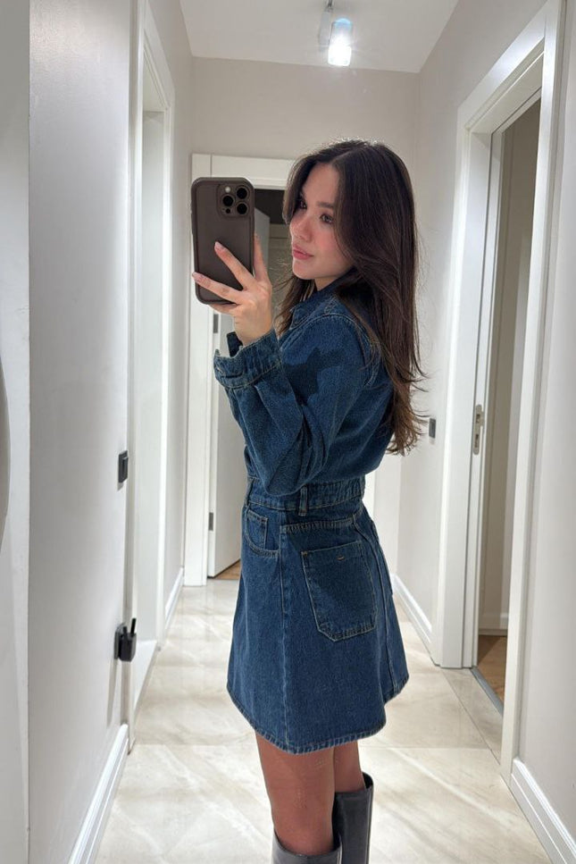 Zara Denim Dress With Button