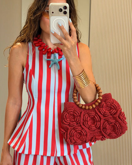 Frieda Red-Blue Striped Set
