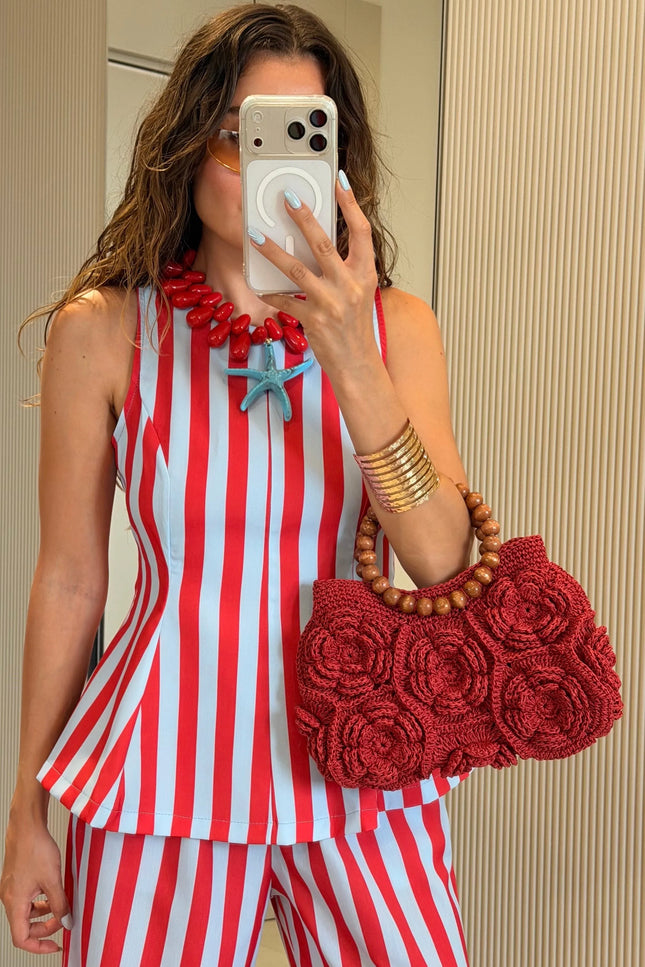 Frieda Red-Blue Striped Set