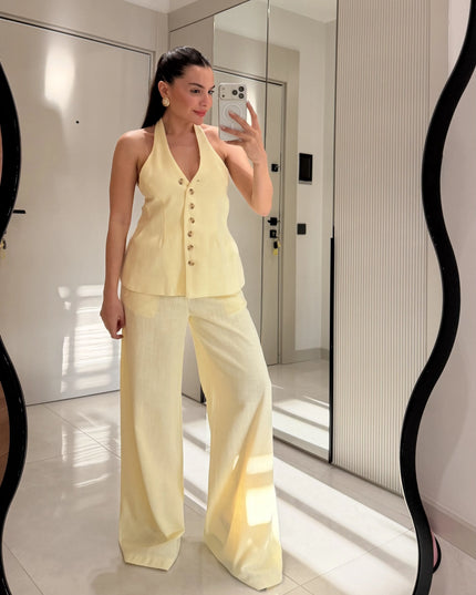 Hauser Linen Vest Set - Yellow