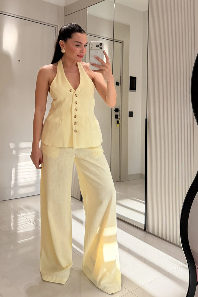 Hauser Linen Vest Set - Yellow