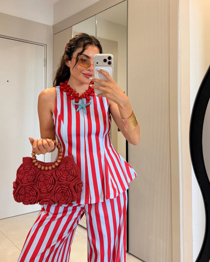 Frieda Red-Blue Striped Set