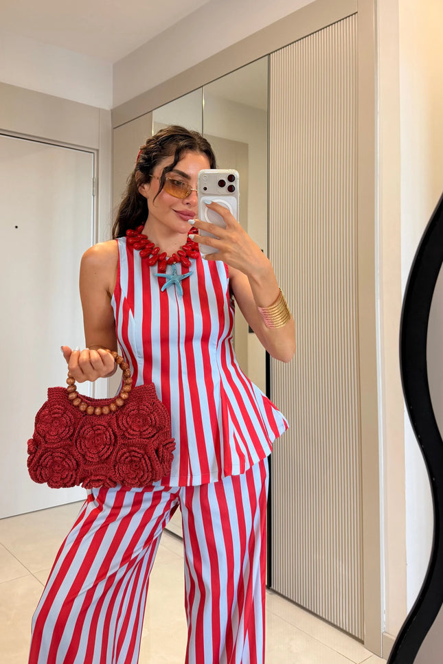 Frieda Red-Blue Striped Set