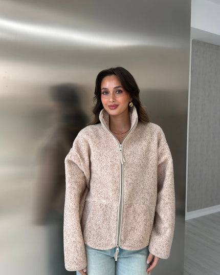 Beige Double-Zip Polar Sweat