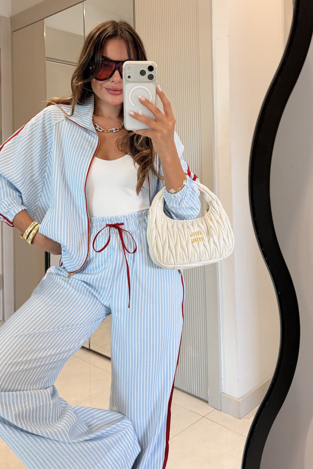 Larisa Blue Striped Twist Set