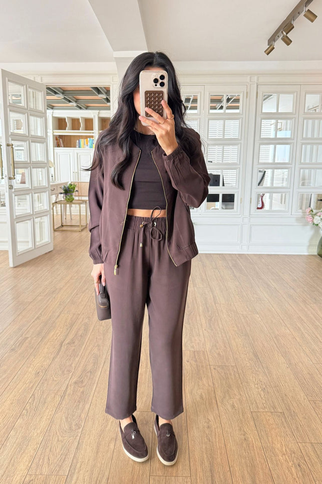 Belarus Zip-Up Sweatshirt and Tencel Pants Set