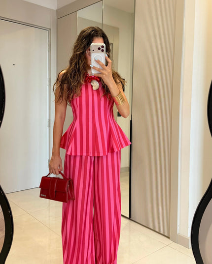 Frieda Pink-Red Striped Set