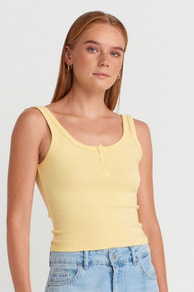 Dilvin Snap Button Collar Tank Top