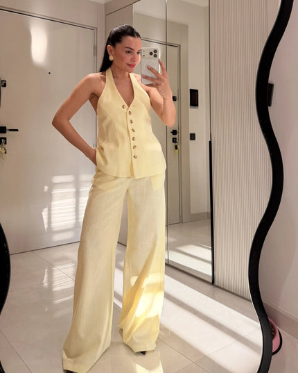 Hauser Linen Vest Set - Yellow