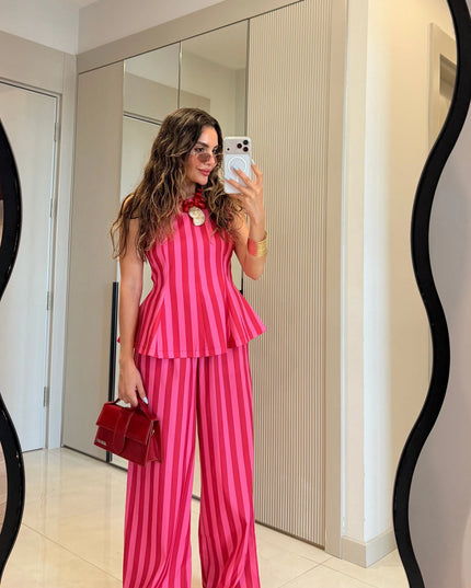 Frieda Pink-Red Striped Set