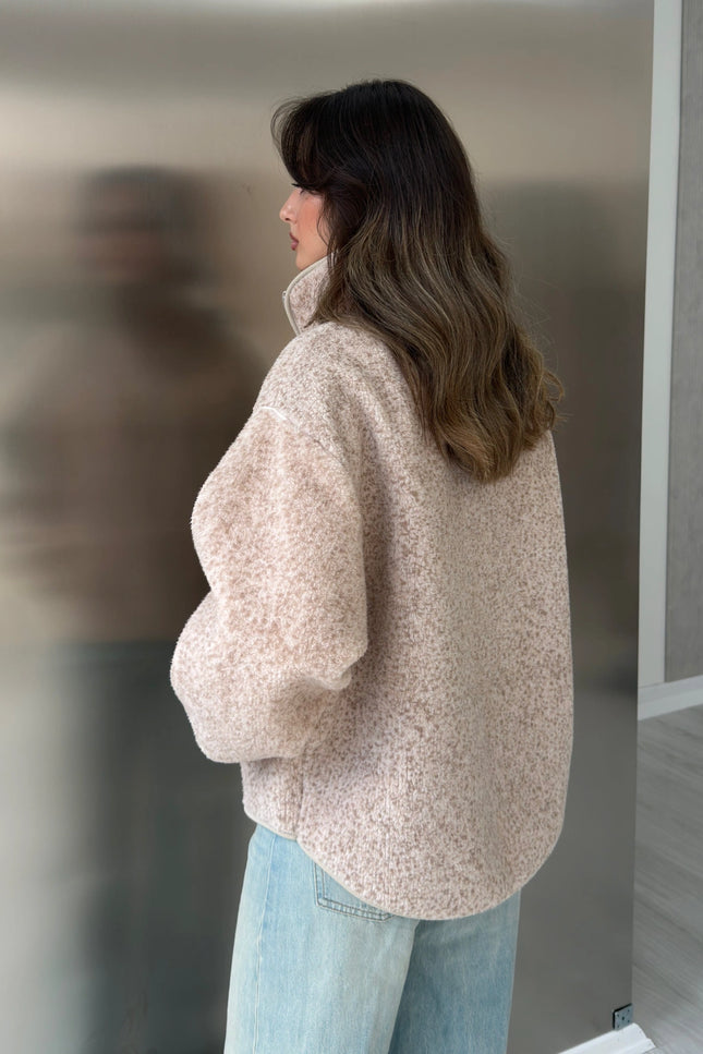 Beige Double-Zip Polar Sweat