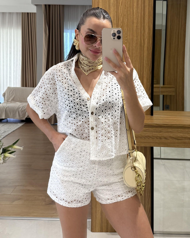 Luxe Embroidered Shirt & Shorts Set