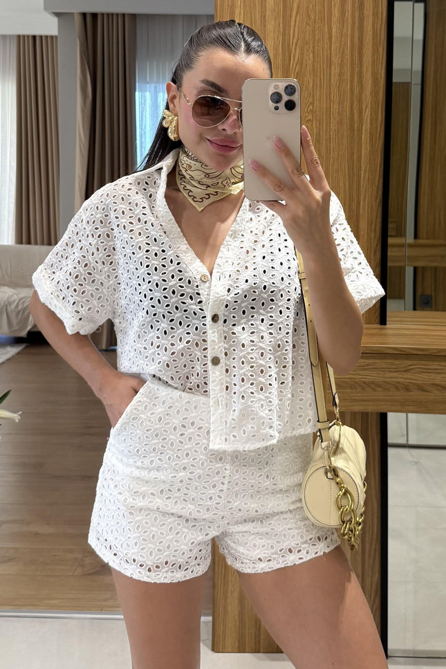 Luxe Embroidered Shirt & Shorts Set