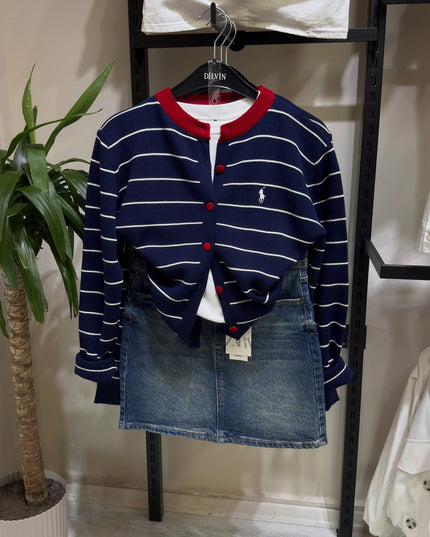 Striped knit cardigan