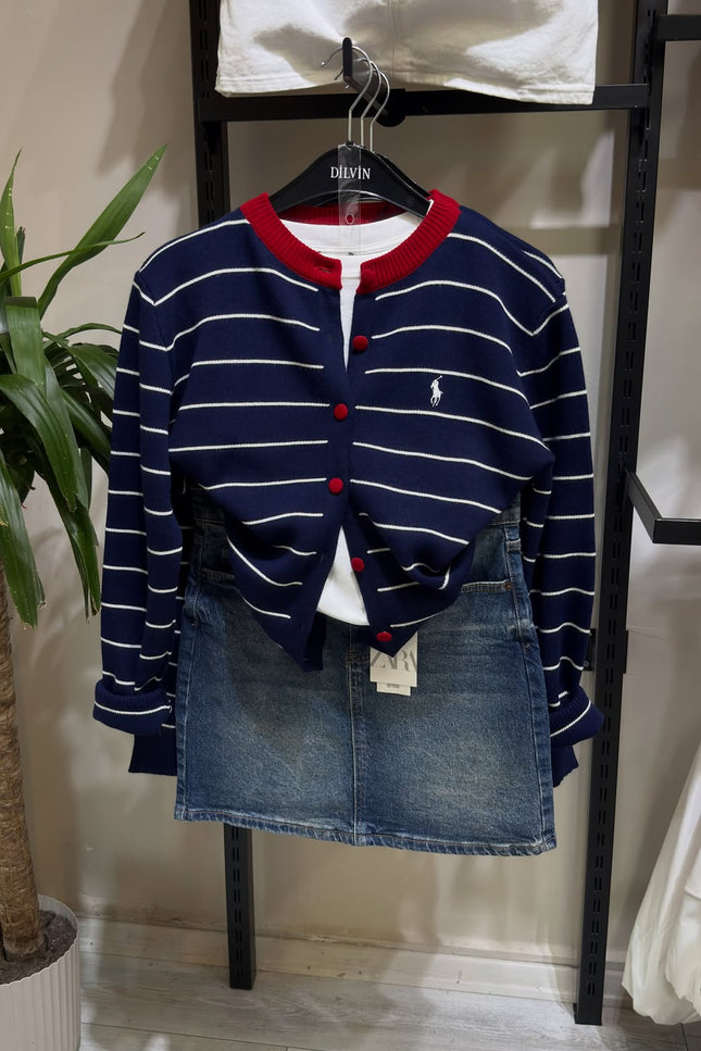 Striped knit cardigan