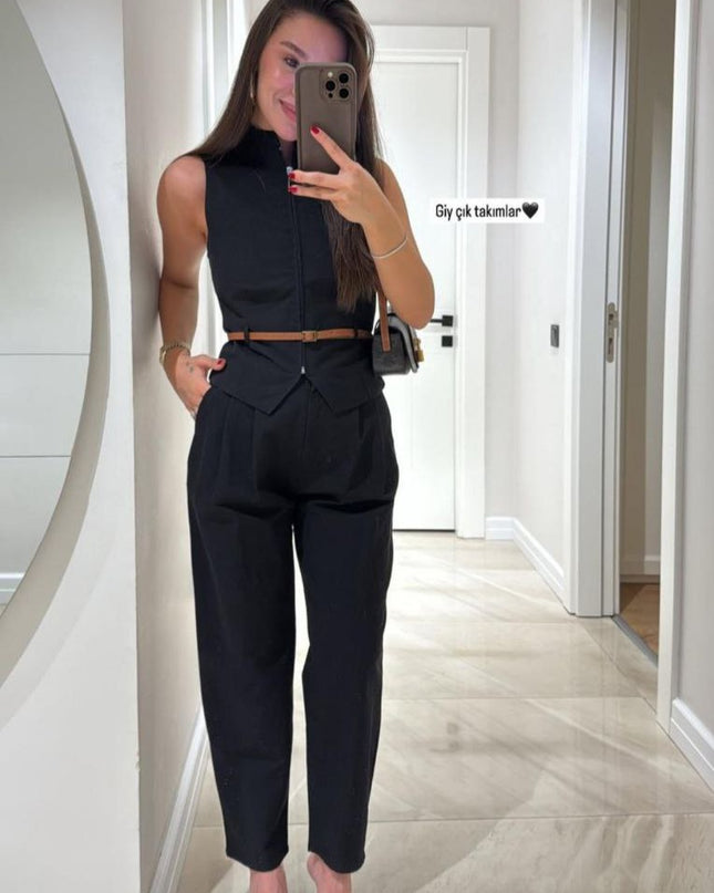 Victoria Set Pants With Vest And Belt