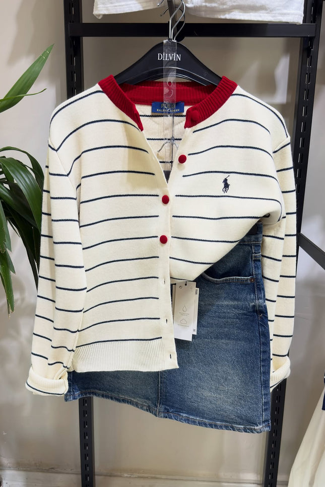 Striped knit cardigan