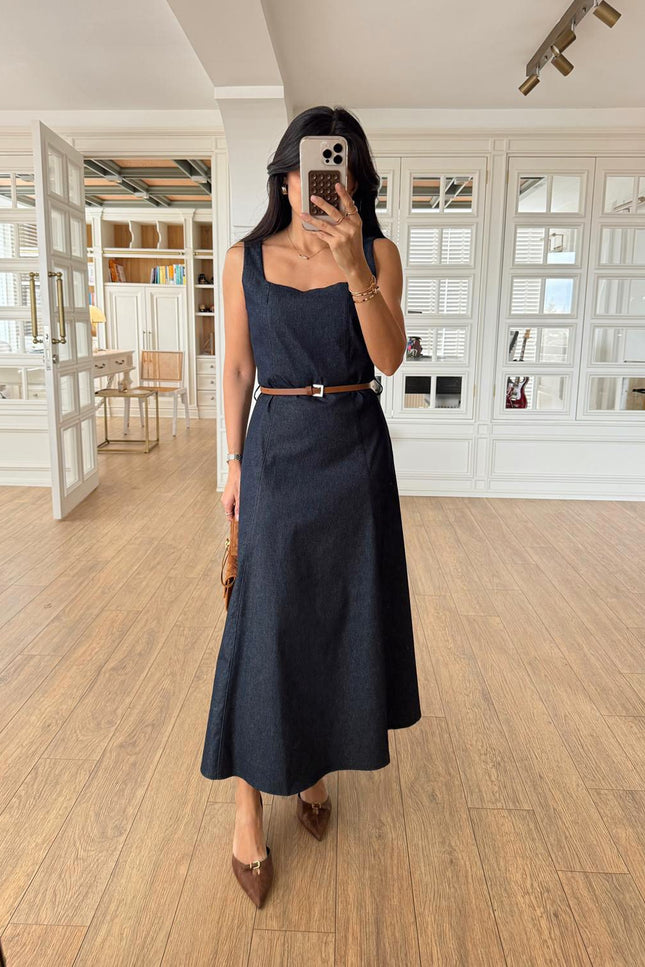 Luna Sleeveless Belted Midi Dress
