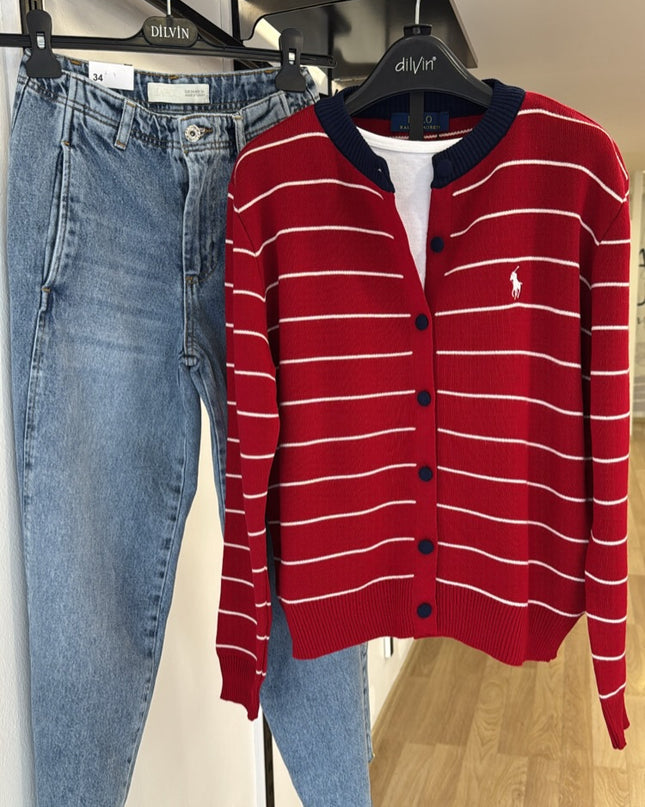 Striped knit cardigan