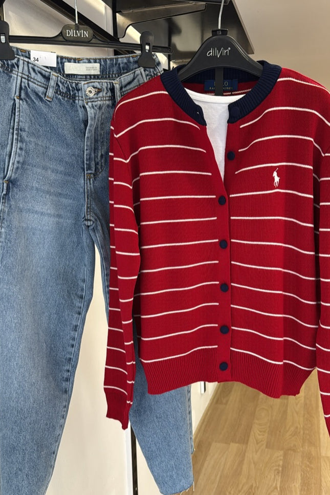Striped knit cardigan